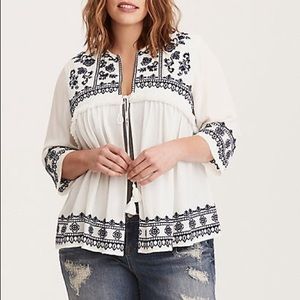 Torrid Embroidered Gauze Jacket